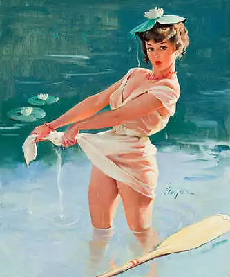 UPSETTING UPSET 1969 GIL ELVGREN VINTAGE PIN UP POSTER PRINT 24x20 9MIL PAPER • $26.95