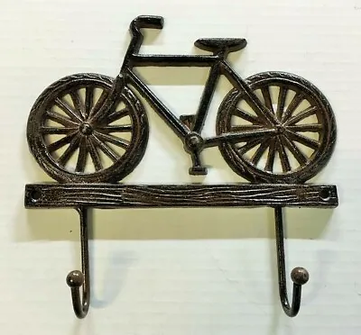 BIKE 2 HOOK WALL HANGER Towel Coat Hat Rack Farmhouse Country Vintage Bicycle • $13.99