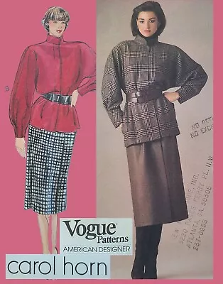 Uncut Vogue 1208 American Designer Pattern Carol Horn Dolman Sleeve Jacket Skirt • $10.99