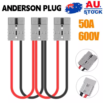 50 Amp Genuine Anderson Plug Connector Double Y Adapter 6mm Automotive Cable • $10.59