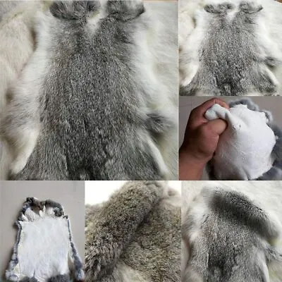 5PCS Real Rabbit Skin Pelts Hide Tanned Soft Animal Fur Leather Natural Gray DIY • $34.19