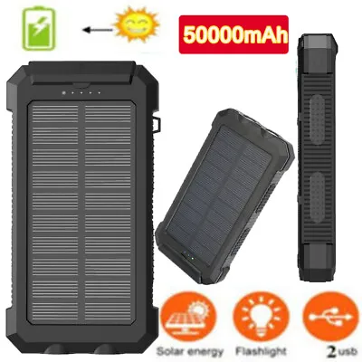 $26.89 • Buy New Portable Solar Power Bank External Battery Dual USB Phone Charger LED