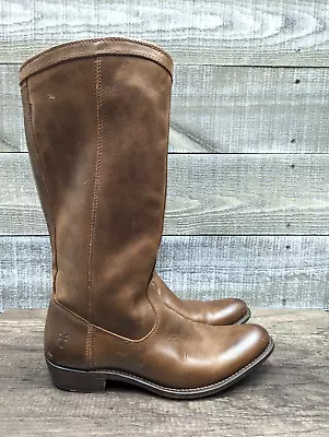 $345 Frye 77365 Brown Leather Knee Tall Pull On Riding Rider Boots Womens 7 B • $75