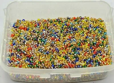 10000 Mixed Color Glass Beads 1.5mm (12/0) Silver Lined + Storage Box • $3.70
