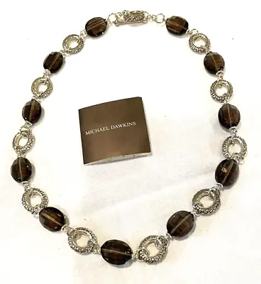 Michael Dawkins Ornate Sterling Chain W/ Faceted Smokey Topaz Necklace • $135