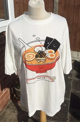 £5 • Buy Moon City Raman One Size White Food Print Short Sleeved  T Shirt.            C