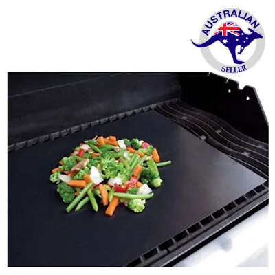 BBQ Grill Mat Oven Liner Cooking Baking Protector Black Reusable .20mm 54X27cm  • $6.60