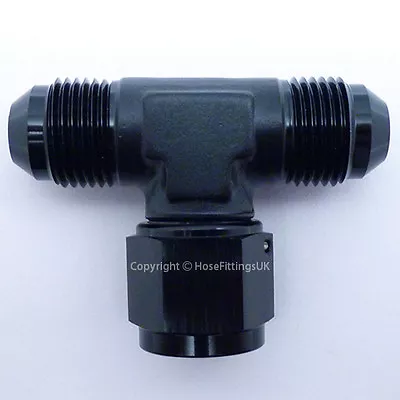 AN -6 AN6 BLACK JIC Flare MALE FEMALE SWIVEL T-PIECE Hose Fitting Adapter MFM • £10.99