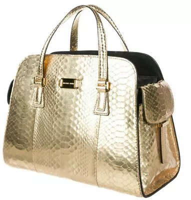 Women's Handbags Michael Kors Metallic Gold Python Gia  /Gold Tone Hardware Bag • $768.25