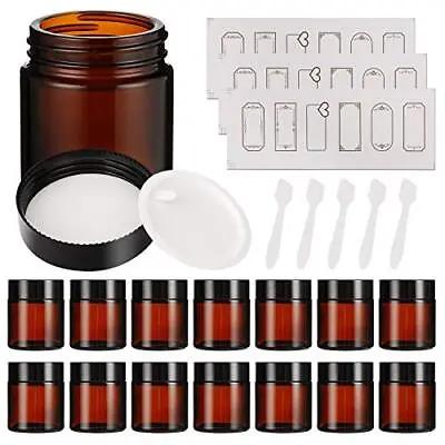 15 Pack 4 Oz Amber Glass Jars With Lids Round Empty Containers For Scrubs Lot • $27.12