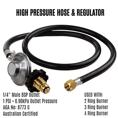 Hose & Regulator High Pressure 6.9kPa 1PSI Pressure Ring Burner Gas Burner  • $49.90