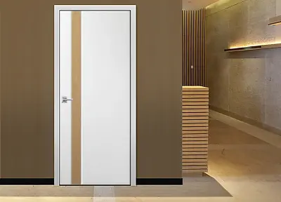 Internal White Flush Door - Oak Inlay - Modern Door - Praiano - XL Joinery • £107.50