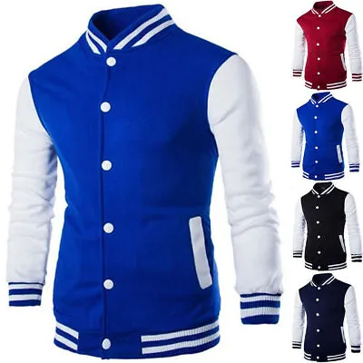 £10.31 • Buy Men Women Varsity Baseball Jacket College Uniform Coat Button Tops Sport Outwear