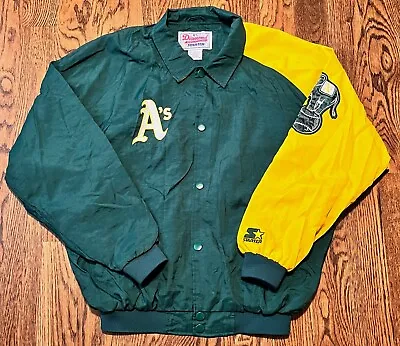 Vintage Oakland A's Starter Jacket Large Athletics Baseball MLB Las Vegas • $83.99