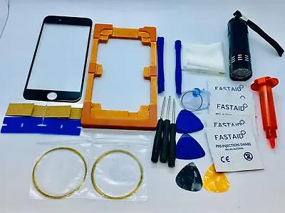 Front Glass Screen Repair Kit For IPhone 6 Plus Black Loca Glue Mould Uv Torch • £10.99