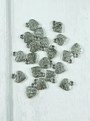 SILVER ALLOY MADE WITH LOVE HEART CHARMS 12mm JEWELLERY MAKING CRAFTS • £1.50