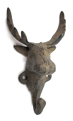 Rustic Moose Head Hooks Cast Iron Coat Hook Rack Restoration Hat Cabin Decor • $14.95