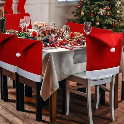 $33.49 • Buy 6/12/30pcs Christmas Chair Covers Dinner Table Santa Hat Decorations Ornaments