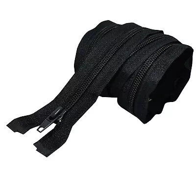 Long NYLON Zipper Open End #5 Black Single Slider 90cm 100cm 150cm 200cm 220cm • £4.49