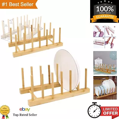 2-Piece Vertical Wooden Plate Rack Dish Rack Pot Lid Rack Kitchen Storage ... • $25.33