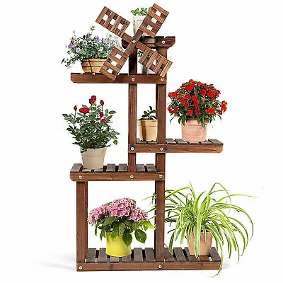 £22.99 • Buy 5 Tier Flower Plant Pot Rack Wood Display Stand Shelves Indoor Outdoor Garden