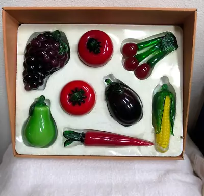 7 Vintage Murano Style Art Hand Blown Glass - Fruit And Vegetables • $30
