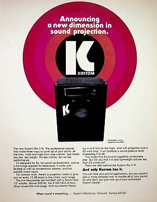 1978 Kustom Amplifier Speaker Pro 3W - Vintage Print Advertisement • $12.57