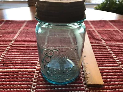 Antique/vintage Ball Perfect Mason Aqua Tint #4 Pint Jar & Zinc Lid • $9.99