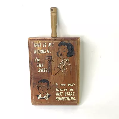 Vintage Printed Cutting Board Decor Retro Wood Kitchen Wall Hanging I'm The Boss • $18.50