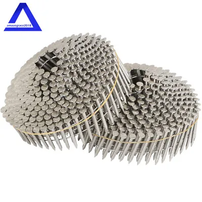 3600Pcs 15 Degree Wire Coil 1-1/4” ×.09” Ring Shank Stainless Steel Siding Nails • $53.70