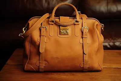 Mulholland Brothers Safari Duffle Bag Gladstone Travel Carry On Shoulder Leather • $250