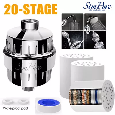 $14.99 • Buy 20-Stages Shower Head Filter For Hard Water And Chlorine Removal With Filters