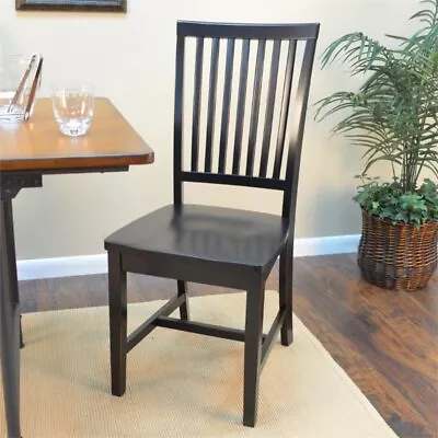 Pemberly Row Modern / Contemporary Wood Mission Chair In Antique Black Finish • $122.83