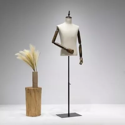 Male Mannequin Torso With Metal Stand And Wooden Arms  Dress Form Male Heigh... • $245.05