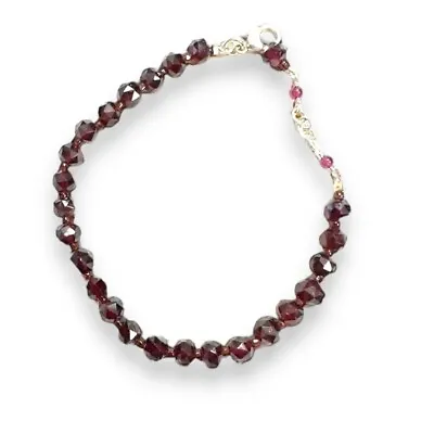 Vintage Garnet Bracelet Sterling Silver Retro Garnet • $22