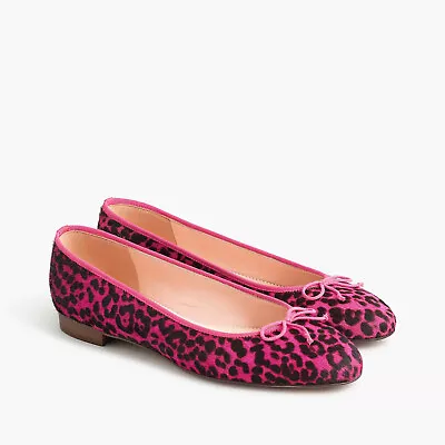 J.Crew Womens Kiki Ballet Flats In Pink Leopard Calf Hair Size 7.5 • $42