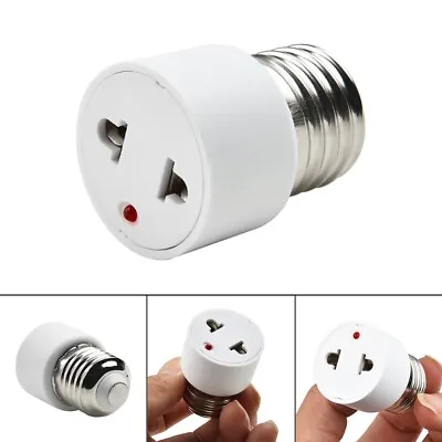 E27 Bulb To US/EU Plug Light Fixture Bulb Base Lamp Socket Adapter Convert GB • £3.31