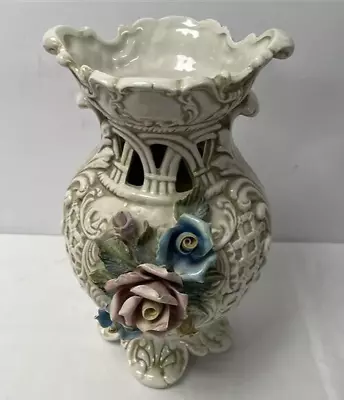 Vintage Capodimonte Glazed Large Vase. Approx. 11.5  • £9.99