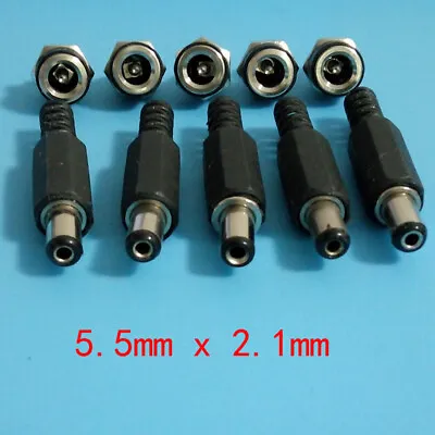 5 Pairs 2.1x5.5mm Male Female Pair DC Power Plug Socket Jack Connector Set Pcb • $2.59
