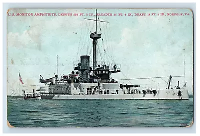 C.1910 RPPC U.S. Monitor Amphirite Navy Norfolk VA. Postcard P11e • $13.47