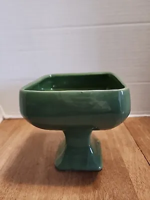 Vintage Mid Century McCoy Floraline Footed Square Vase #460 Glossy Green • $8.24