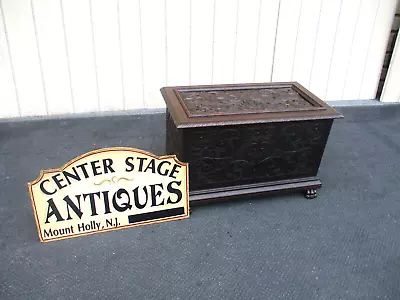 63229 Hand Carved Victorian Oak Blanket Chest  Storage Cabinet • $475