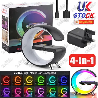 Smart LED Projector Night Light Bluetooth Speaker Wireless Charger Alarm Clock • £41.99
