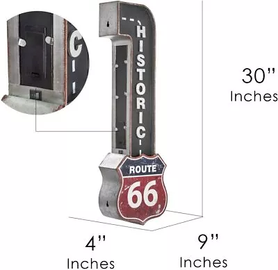 Historic Route 66 Reproduction Vintage Advertising Sign - Battery Powered LED... • $83.19