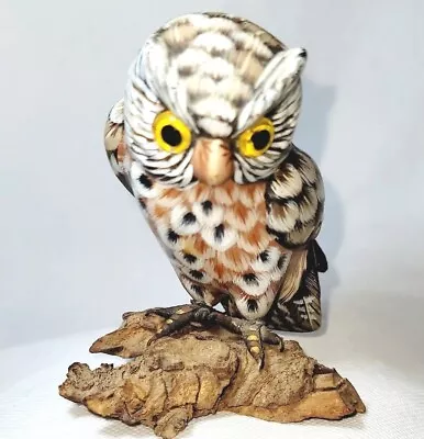 Vtg Owl Hand Carved And Painted Wood Figurine On Log Art By John J Madison Co. • $40.50