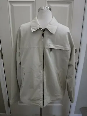 Men's ORVIS M Tan Cotton Beige Light Full Zip Golf Jacket Windbreaker Coat Nice! • $19.99