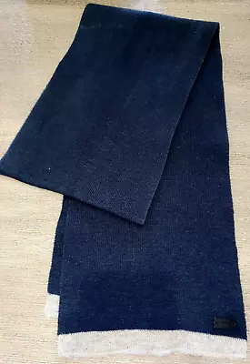 Mens LEVI S Dark Blue WINTER KNIT SCARF Light Gray End Trim 64 X 8 Inch NICE! • $5.56