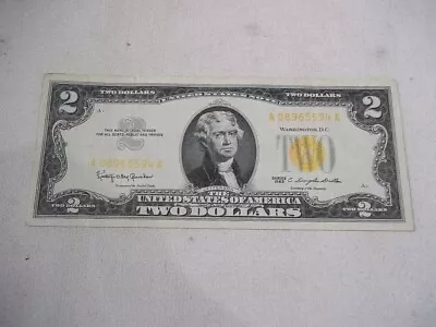 1963 $2.00 Dollar Bill Yellow/gold Seal • $274.95