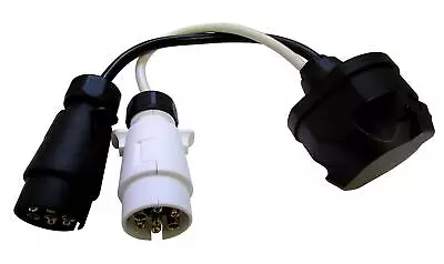 13 Pin SOCKET To 2 7 Pin PLUGS Caravan Vehicle TOWING CONVERTER ADAPTOR LEAD • £10.99