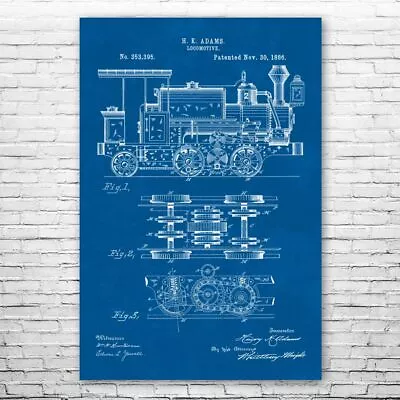 Locomotive Patent Poster Print 12 SIZES Train Station Art Steampunk Decor • $15.95